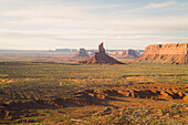 Aerial view of famous Monument Valley at sunrise, Utah, United States.