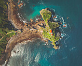 Luftaufnahme von San Juan de Gaztelugatxe, Baskenland, Spanien.