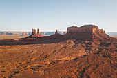 Aerial view of famous Monument Valley at sunset, Utah, United States.