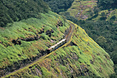Luftaufnahme der Eisenbahn, Mini-Zug von Neral nach Matheran, Maharashtra, Indien