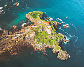 Luftaufnahme von San Juan de Gaztelugatxe, Baskenland, Spanien.