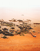 Saint-Brevin, France - 10 February 2021: Aerial view of the Serpent d'Ocean by the Chinese artist Huang Yong Ping.
