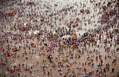 Aerial view of Ganesh ganpati Festival Elephant head Lord immersion visarjan, maharashtra, india