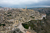 Aerial view of Historical European Capital Matera, Basilicata, Italy.