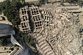 Luftaufnahme des Noida-Zwillingsturms nach dem Abriss, Noida, Indien.