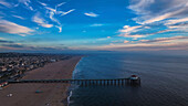 Aerial view of Manhattan Beach Pier, Los Angeles, California, United States.