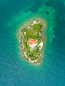 Aerial view of Agios Nikolaos monastery located near Fokida, Greece
