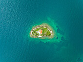 Aerial view of Agios Nikolaos monastery located near Fokida, Greece