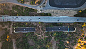 Aerial view of cars driving onthe road in Los Angeles, California, United States.