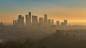 Aerial view of Los Angeles skyline, California, United States.