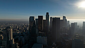 Aerial view of Los Angeles skyline, California, United States.