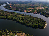 Aerial view of countryside, Kampot province, Cambodia.