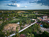 Aerial view of countryside, Kampot province, Cambodia.
