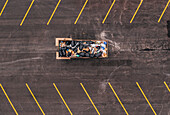 Aerial view of a dumpster bin in a parking lot, Vero Beach, Florida, United States.