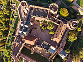 Luftaufnahme von oben von Schloss Heidelberg in Deutschland.