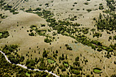 Aerial view of Karst Sinkholes and lush vegetation in Cicarija, Istria, Croatia.