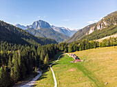 Aerial view of Mangart valley in Slovenia.