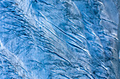 Abstract aerial view of Aletsch Glacier ice formation, Valais, Switzerland.