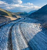 Aerial view of Aletsch Glacier, Valais, Switzerland.