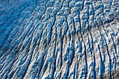 Abstract aerial view of Aletsch Glacier ice formation, Valais, Switzerland.