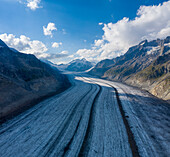 Aerial view of Aletsch Glacier, Valais, Switzerland.