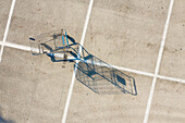 Aerial view of a shopping cart at shopping mall parking lot, Sebastian, Florida, United States.