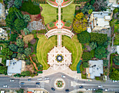Aerial view of Bahai Holy Gardens in Haifa, Israel.
