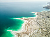 Aerial view of the salty Dead Sea.