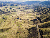 Aerial view of the Old HWY 95 road in White Bird Idaho, USA.