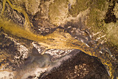Abstract aerial view of algae bloom in sea on the island of Vormsi in Estonia
