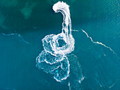 Aerial view of jet ski on Adriatic sea in Vrsi, Croatia.
