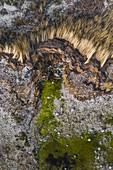 Abstract aerial view of algae beach at wintertime in Forby on the island of Vormsi in Estonia