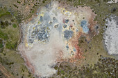 Aerial view of Gunnuhver Hot Springs (Geo Thermal Hot Spring), Grindavík, Iceland.