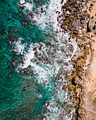 Aerial view of the northern coastline in Aruba near Westpunt Beach.