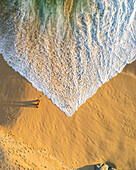 Aerial view of a person on the beach at Playa de los Amantes, Cabo San Lucas, Baja California, Mexico.