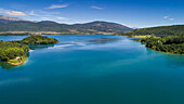 Aerial view of Peruca lake and surrounding landscape near the city of Sinj in Dalmatia, Croatia.