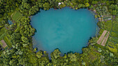 Aerial view of famous Modro oko lake situated near the city of Ploce in Neretva valley in Dalmatia, Croatia.