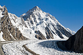 Aerial view of Godwin Austen glacier, K2 base camp, Shigar, Gilgit-Baltistan, Pakistan.