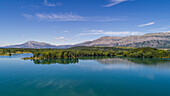 Aerial view of Peruca lake and surrounding landscape near the city of Sinj in Dalmatia, Croatia.