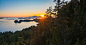 Panoramic aerial view of Silver Bay and Mt Edgecumbe, Sitka, Alaska, United States.