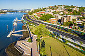 Aerial view of Kingsford Smith Drive, the approach road into Brisbane City from Brisbane Airport, Queensland, Australia