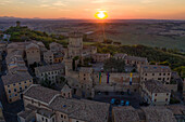 Aerial view of Rocca di Offagna, Marche, Italy.