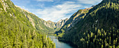 Panoramic aerial view of Medvejie Lake, Baranof Island, Tongass National Forest, Sitka, Alaska, USA