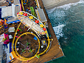 Aerial view of Santa Monica Pier, Santa Monica, Los Angeles, California, USA