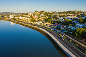 Aerial view of Kingsford Smith Drive, the approach road into Brisbane City from Brisbane Airport, Queensland, Australia