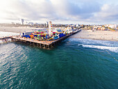 Aerial view of Santa Monica Pier, Santa Monica, Los Angeles, California, USA
