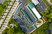 Aerial view of a car wash parking lot in Chicago, Illinois. United States of America.