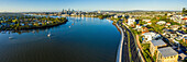 Panoramic aerial view of Kingsford Smith Drive, the approach road into Brisbane City from Brisbane Airport, Queensland, Australia