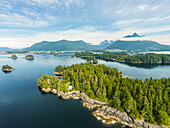 Aerial view of Bamdoroshni Island & Sitka Sound, Southeast Alaska, USA