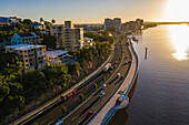 Aerial view of Kingsford Smith Drive, the approach road into Brisbane City from Brisbane Airport, Queensland, Australia